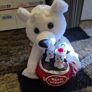 Gemmy Festive Polar Bear with Penguins Decor